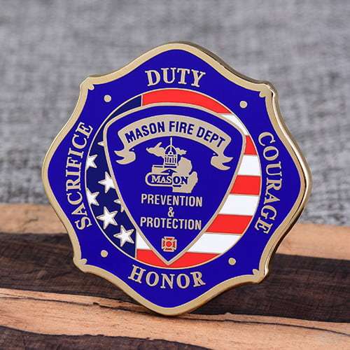 1. Mason Custom Firefighter Challenge Coin