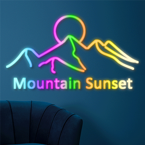 6. Mountain Sunset RGB Neon Signs