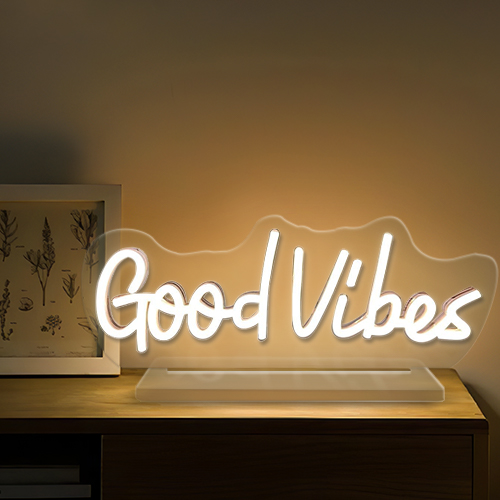 2. Good Vibes Neon Sign with Stand