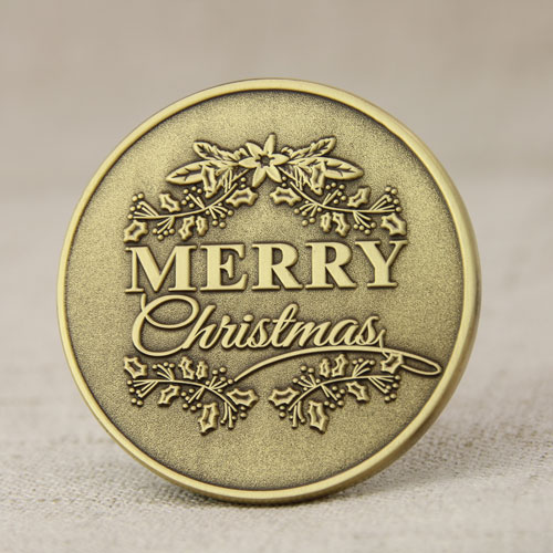 6. Merry Christmas Custom Coins