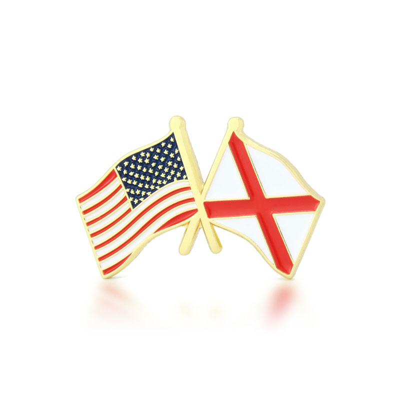 Alabama and USA Crossed Flag Pin
