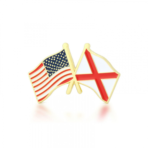 10. Alabama and USA Crossed Flag Pin