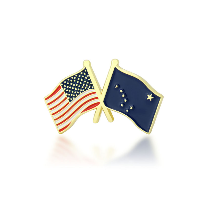 Alaska and USA Crossed Flag Pin