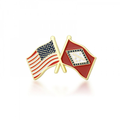 7. Arkansas and USA Crossed Flag Pin