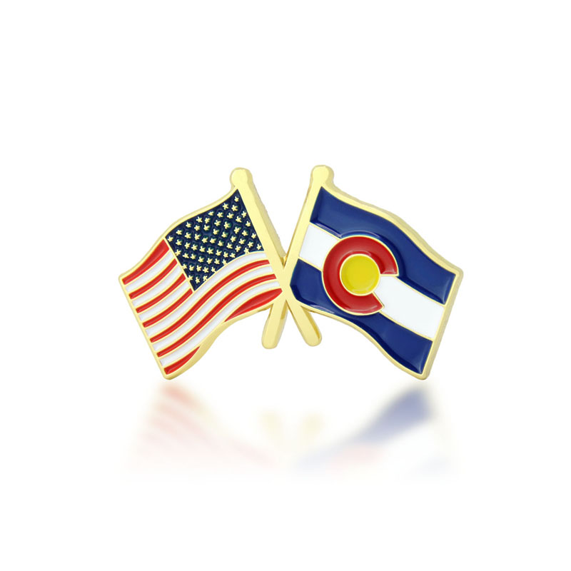 Colorado and USA Crossed Flag Pin