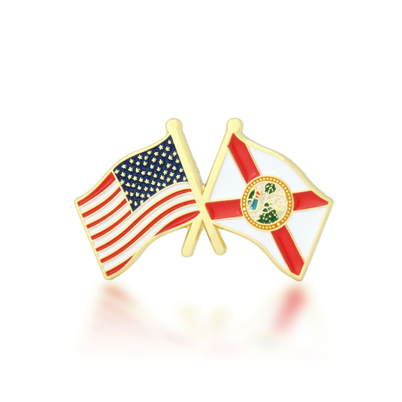 Florida and USA Crossed Flag Pin