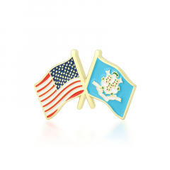 3. Connecticut and USA Crossed Flag Pin