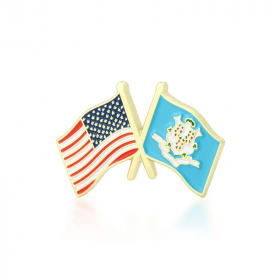 Connecticut and USA Crossed Flag Pin