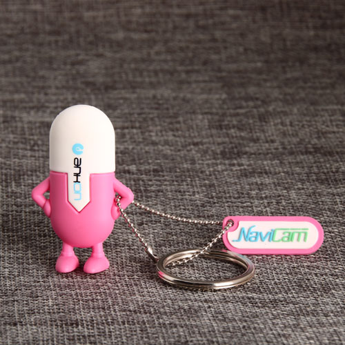 11. Pink Capsule PVC Keychain