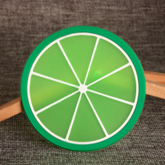 5. Green Lemon Slice PVC Coaster