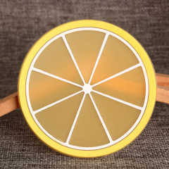 6. Yellow Lemon Slice PVC Coaster