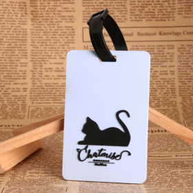 11. Lying Cat Blue PVC Luggage Tag 