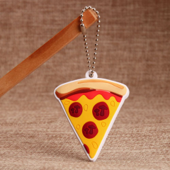 8. 3D Pizza PVC Keychains