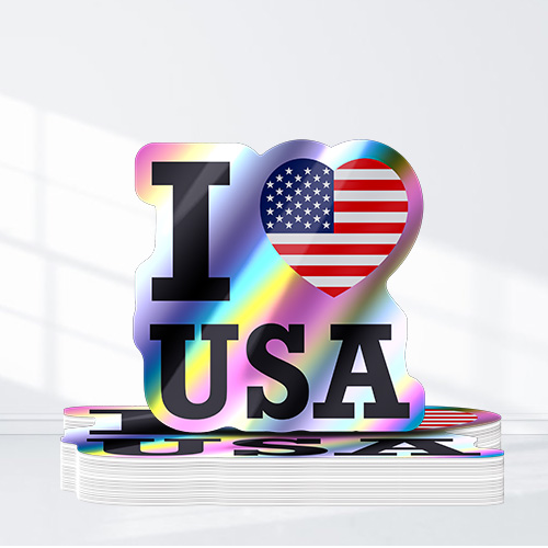 I Love USA Holographic Sticker