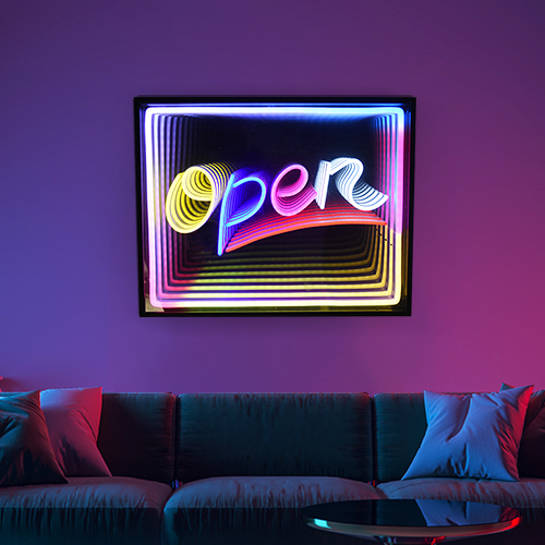 2. Open Infinity Mirror Neon Sign