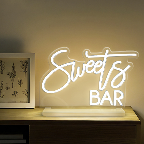 3. Sweets Bar Neon Sign with Stand