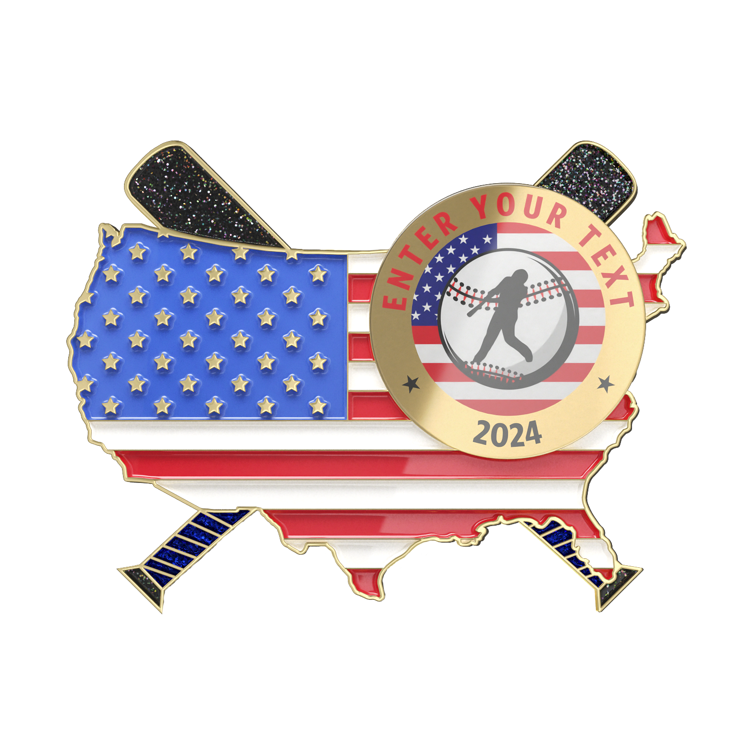 Flag Baseball Sunamel Trading Pins